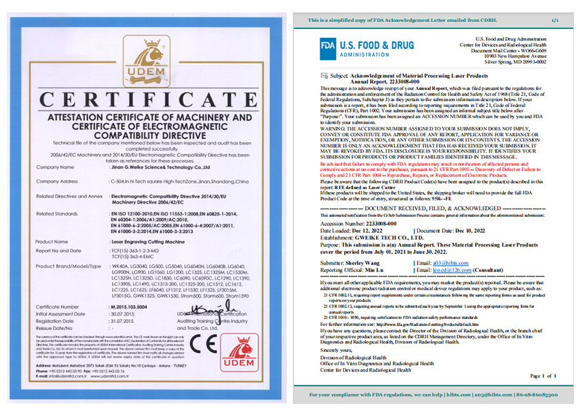 CE FDA certifications